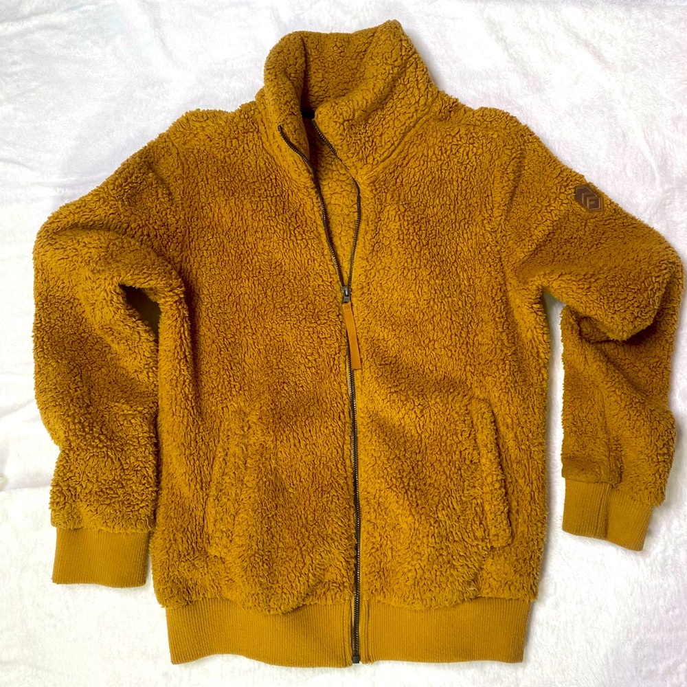 Free Country Sierra Butter Pile Faux Fur Sherpa Full-Zip Jacket Carmel Sz Small
